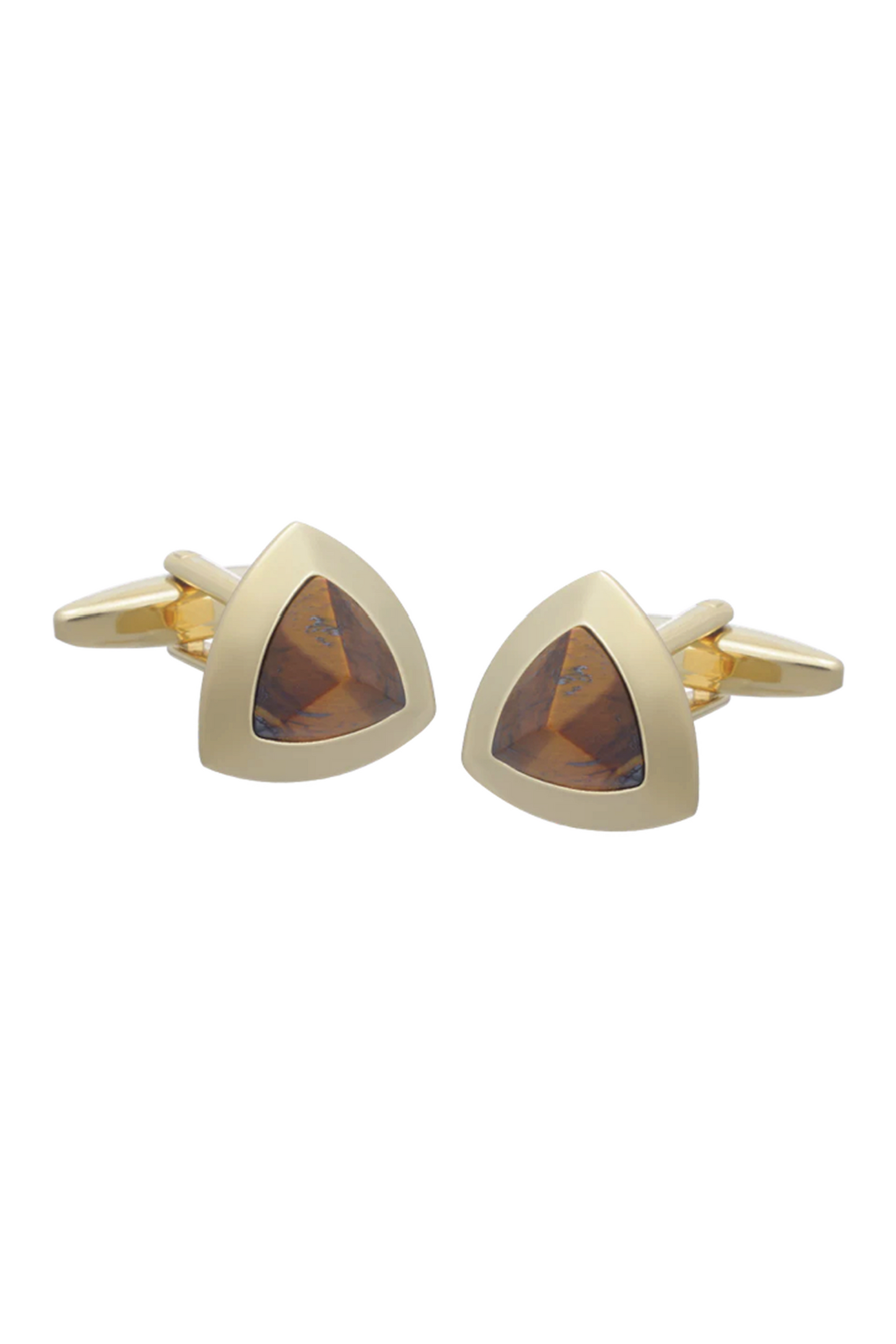 Gold Plated Tiger Eye Semi-Precious Stone Cufflinks