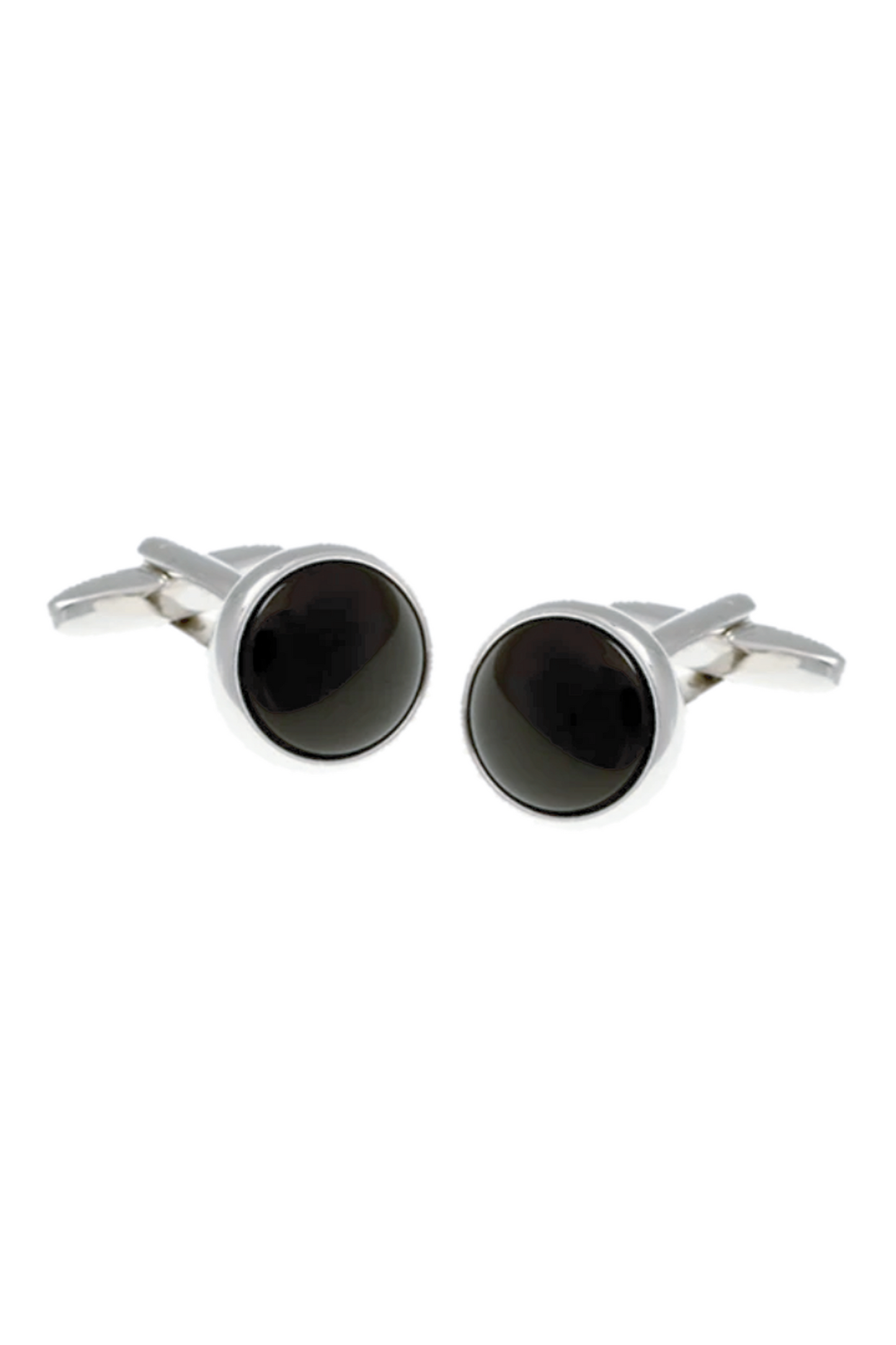 Round Onyx Semi-Precious Stone Cufflinks