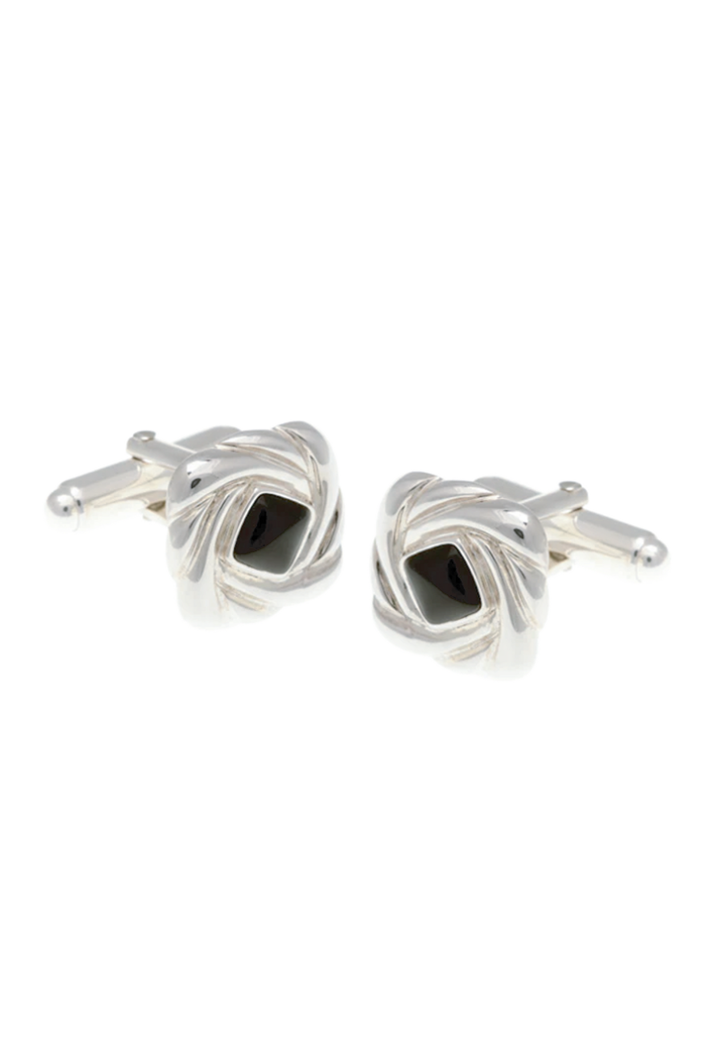 Sterling Silver Knot Cufflinks with Black Onyx