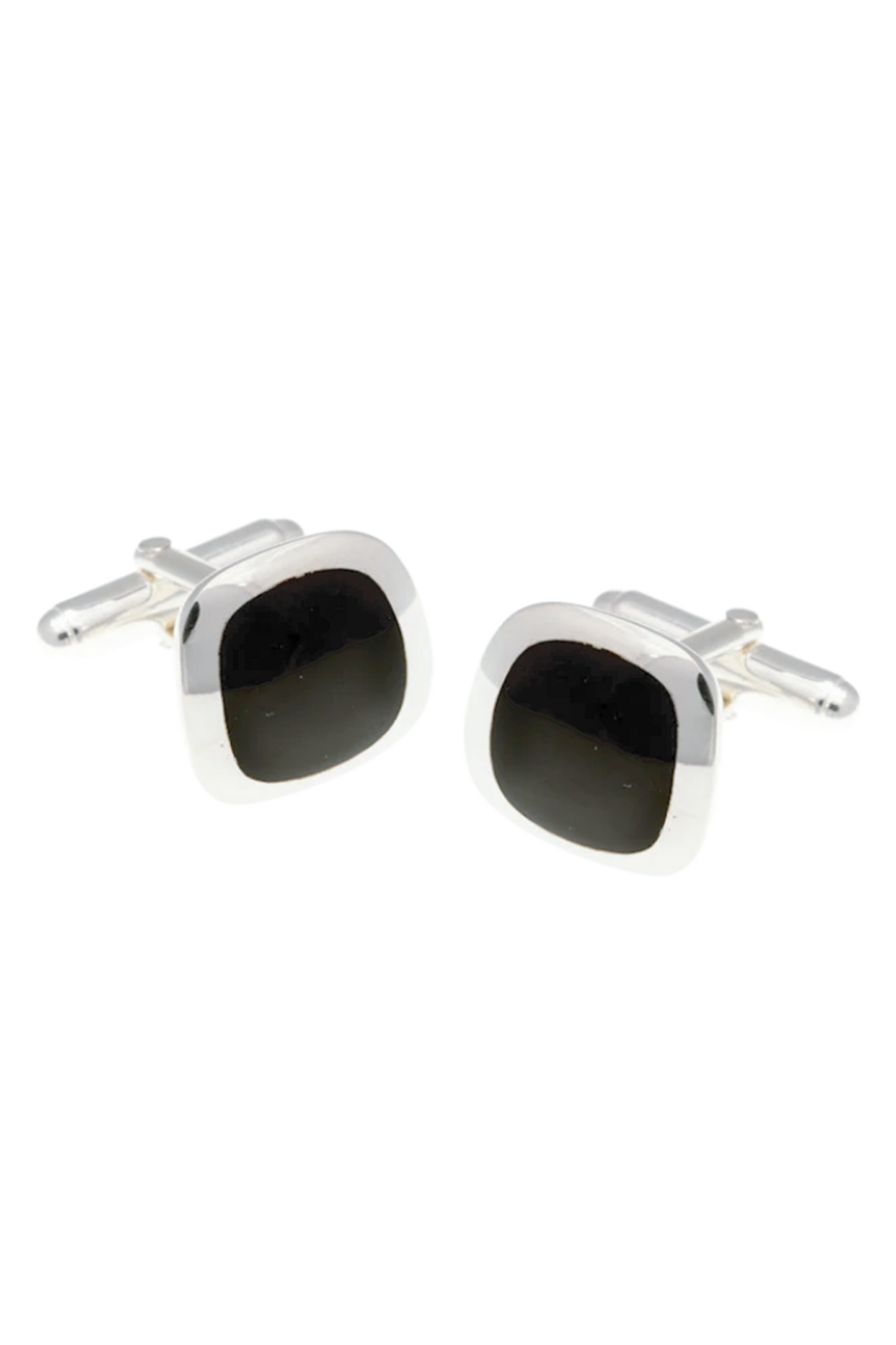 Sterling Silver Cushion Onyx Cufflinks