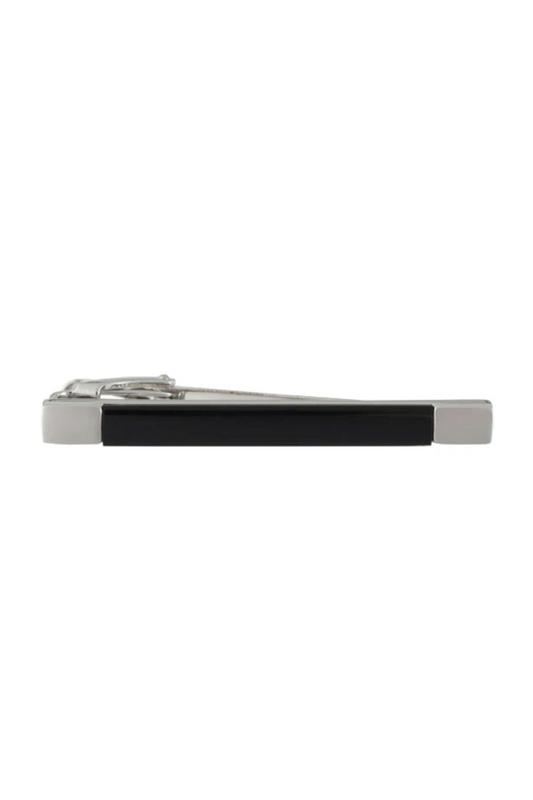 Silver Tie Clip with Black Onyx