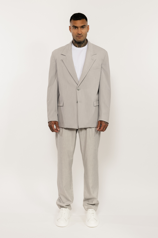 Relaxed Fit Light Grey Blazer