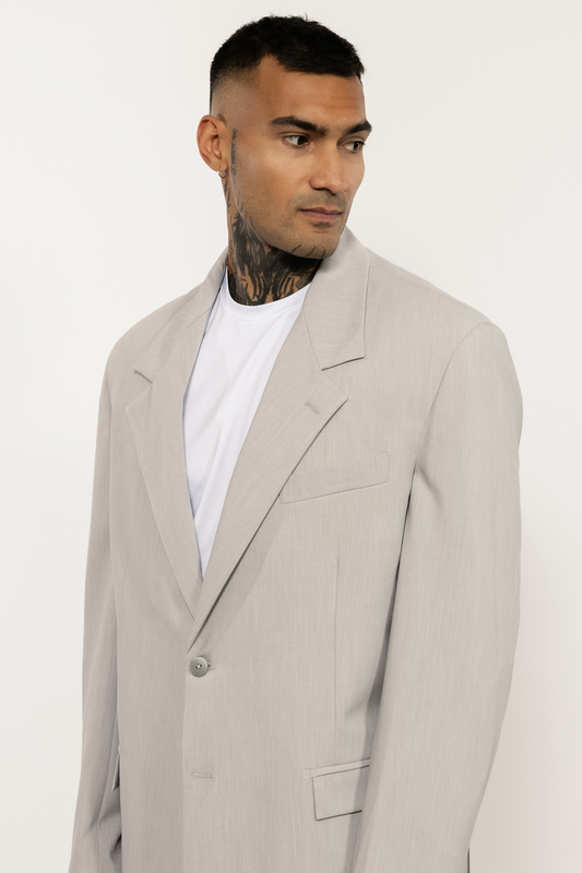 Relaxed Fit Light Grey Blazer