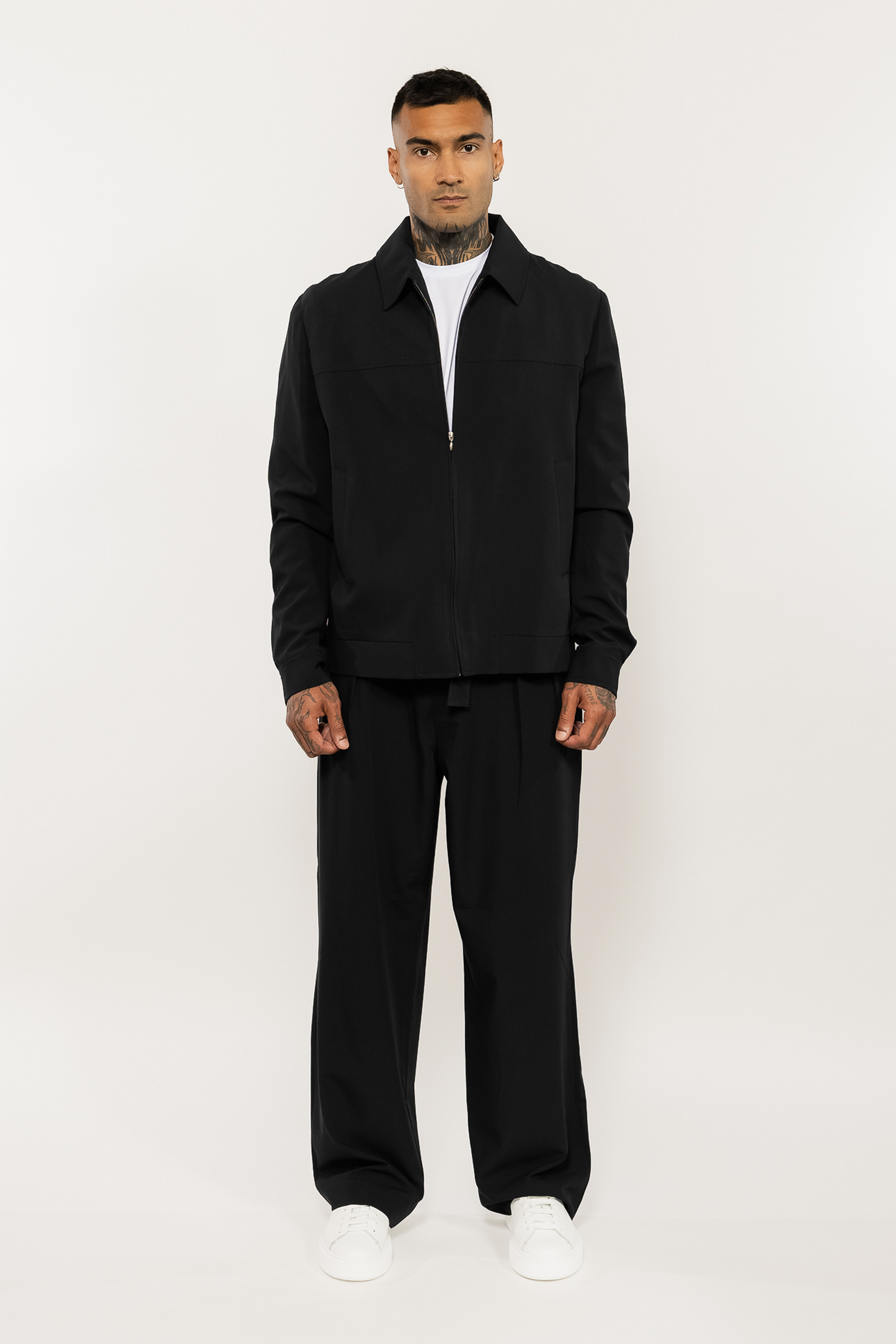Black Straight Collar Bomber Jacket
