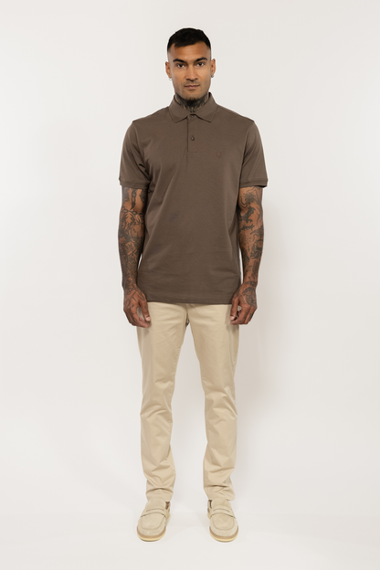 Brown Polo Shirt V Logo Embroidery