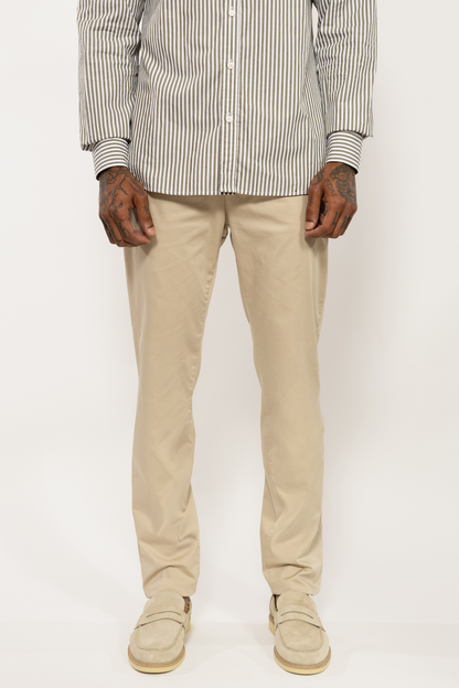 Khaki Green Striped Cotton Shirt
