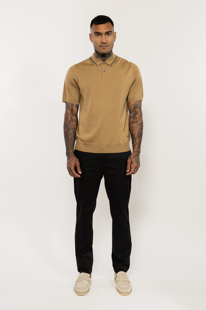Merino Wool Camel Polo