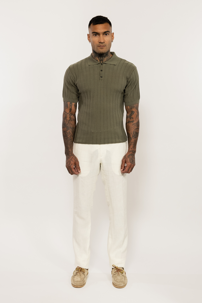 Khaki Knitted Polo Shirt