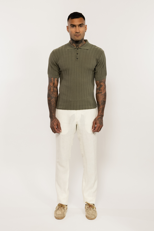 Khaki Knitted Polo Shirt