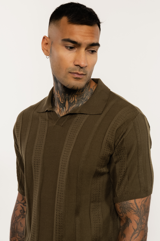 Brown Toned Knitted Polo Shirt