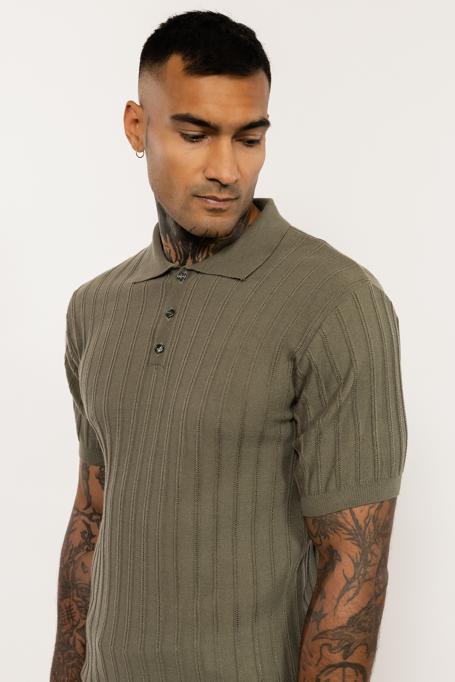 Khaki Knitted Polo Shirt