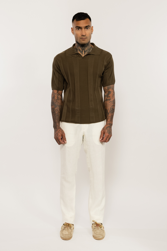 Brown Toned Knitted Polo Shirt