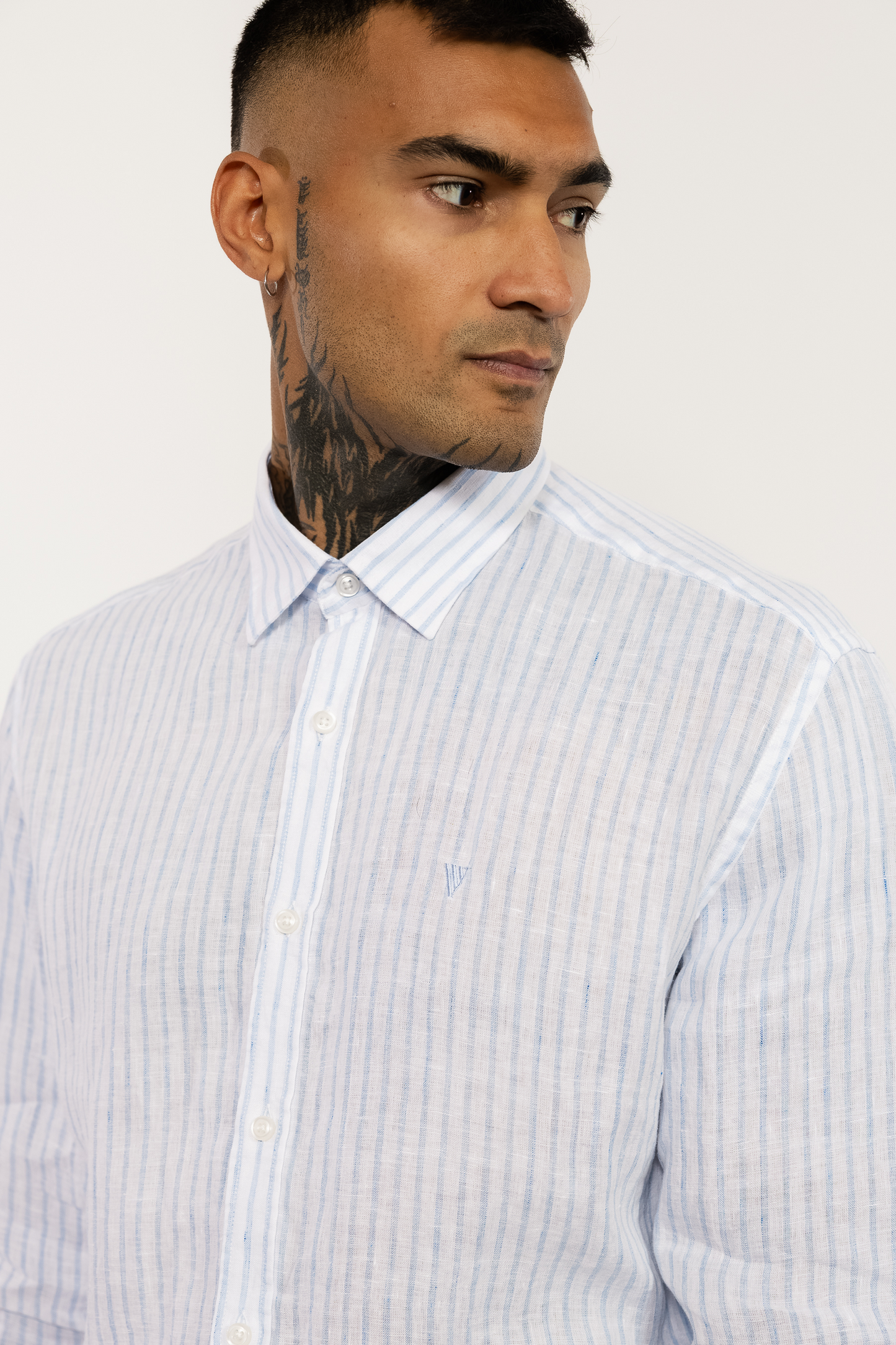 Light Blue Striped Italian Linen Shirt