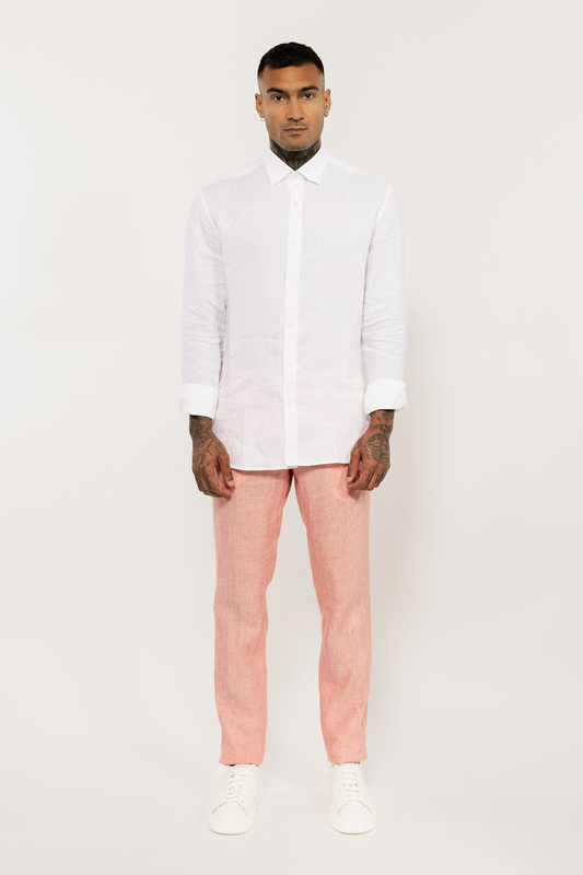 Pink Superfine Linen Trousers