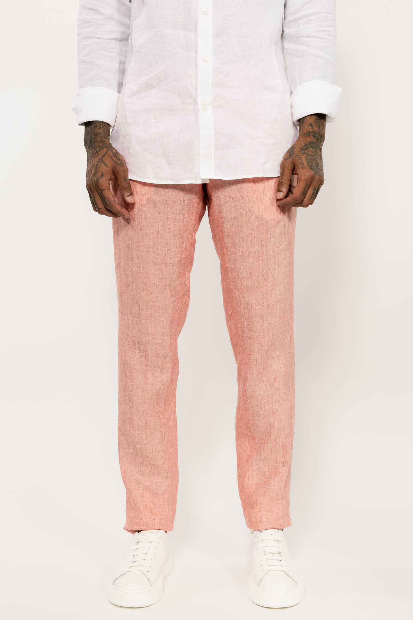 Pink Superfine Linen Trousers