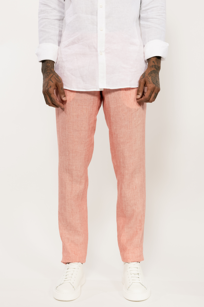 Pink Superfine Linen Trousers
