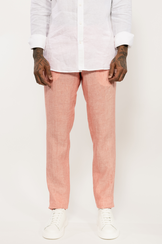 Pink Superfine Linen Trousers