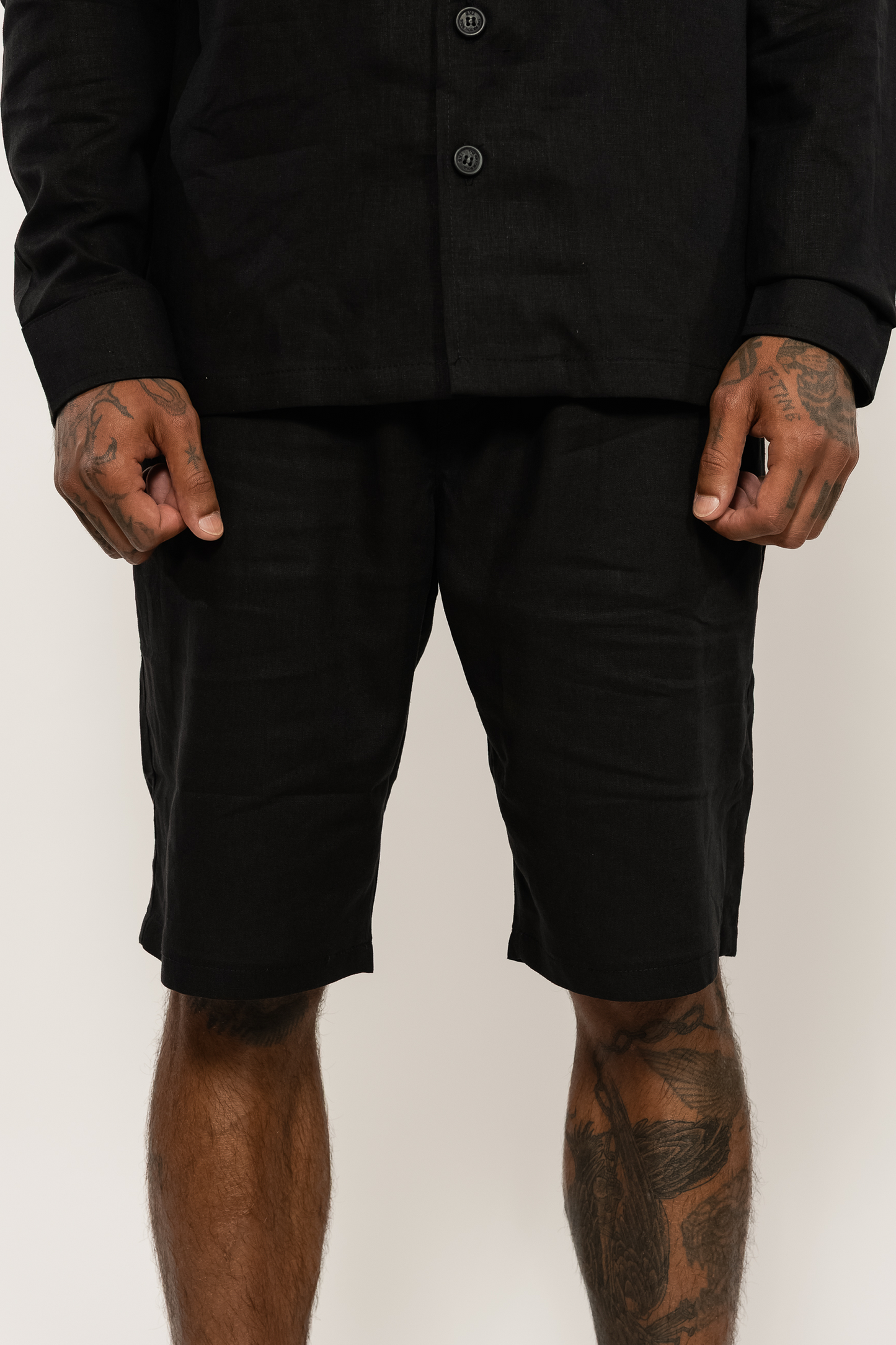 Black Relaxed Linen Shorts