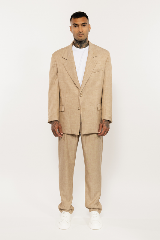 Relaxed Fit Beige Blazer
