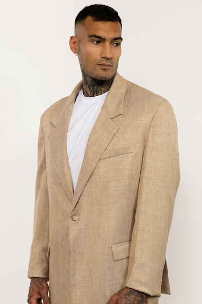 Relaxed Fit Beige Blazer