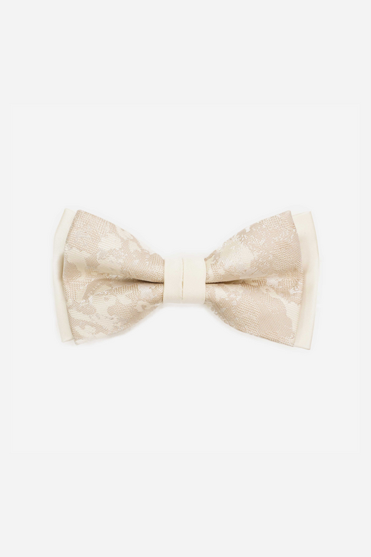 Ivory Caramel Floral Jacquard Bow Tie