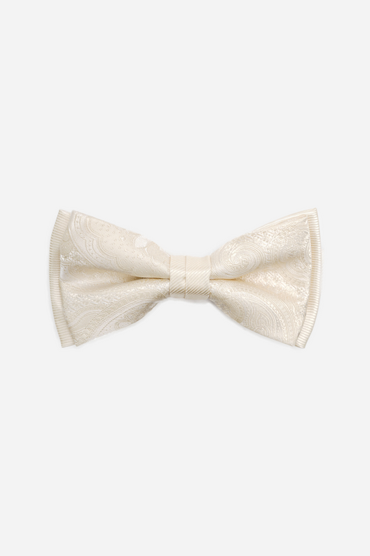 Ivory Cream Paisley Jacquard Bow Tie