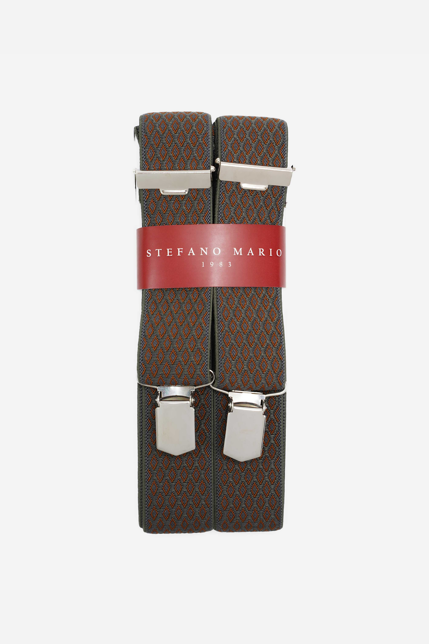 Stefano Mario Graphite & Terracotta Diamond Suspenders