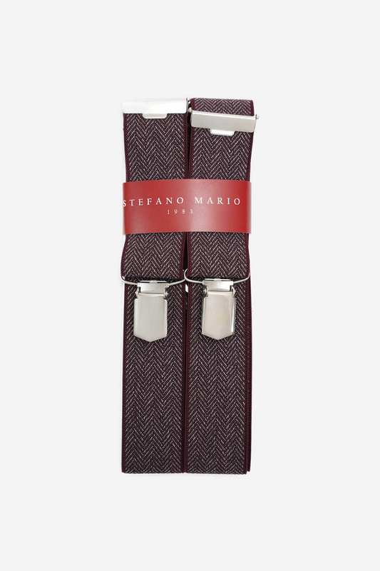 Stefano Mario Burgundy Herringbone Suspenders