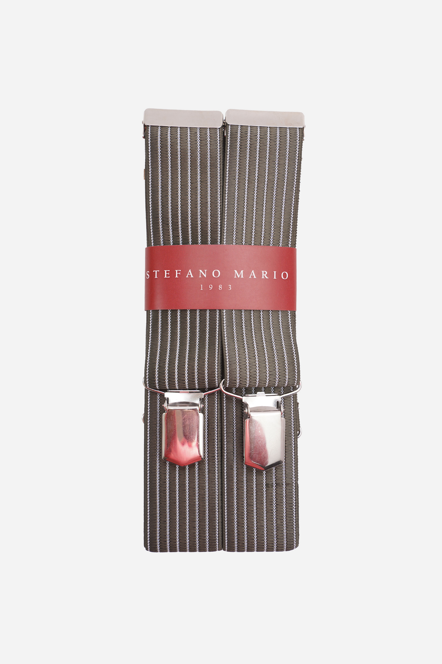 Stefano Mario Silver Grey Stripe Suspenders