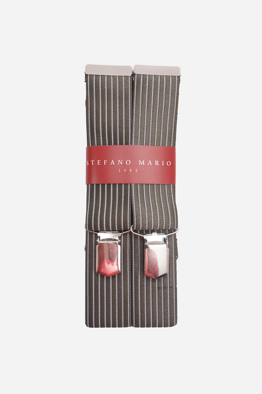 Stefano Mario Silver Grey Stripe Suspenders