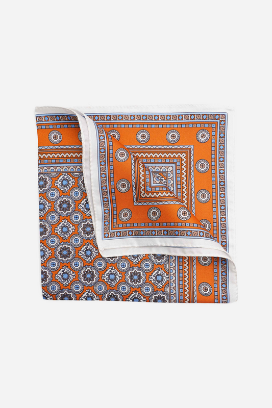 Orange Medallion Pocket Square