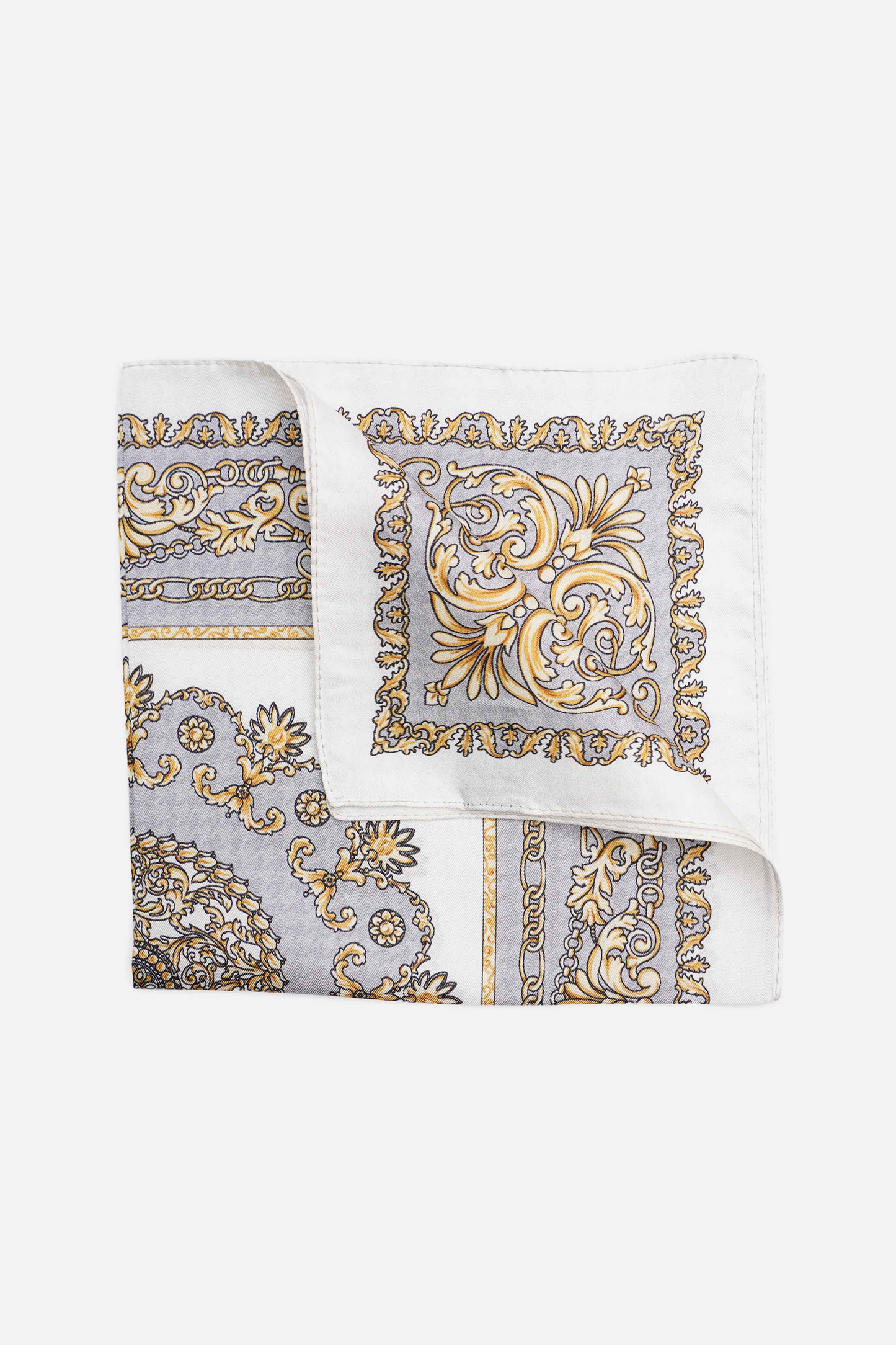 White & Gold Baroque Scarf