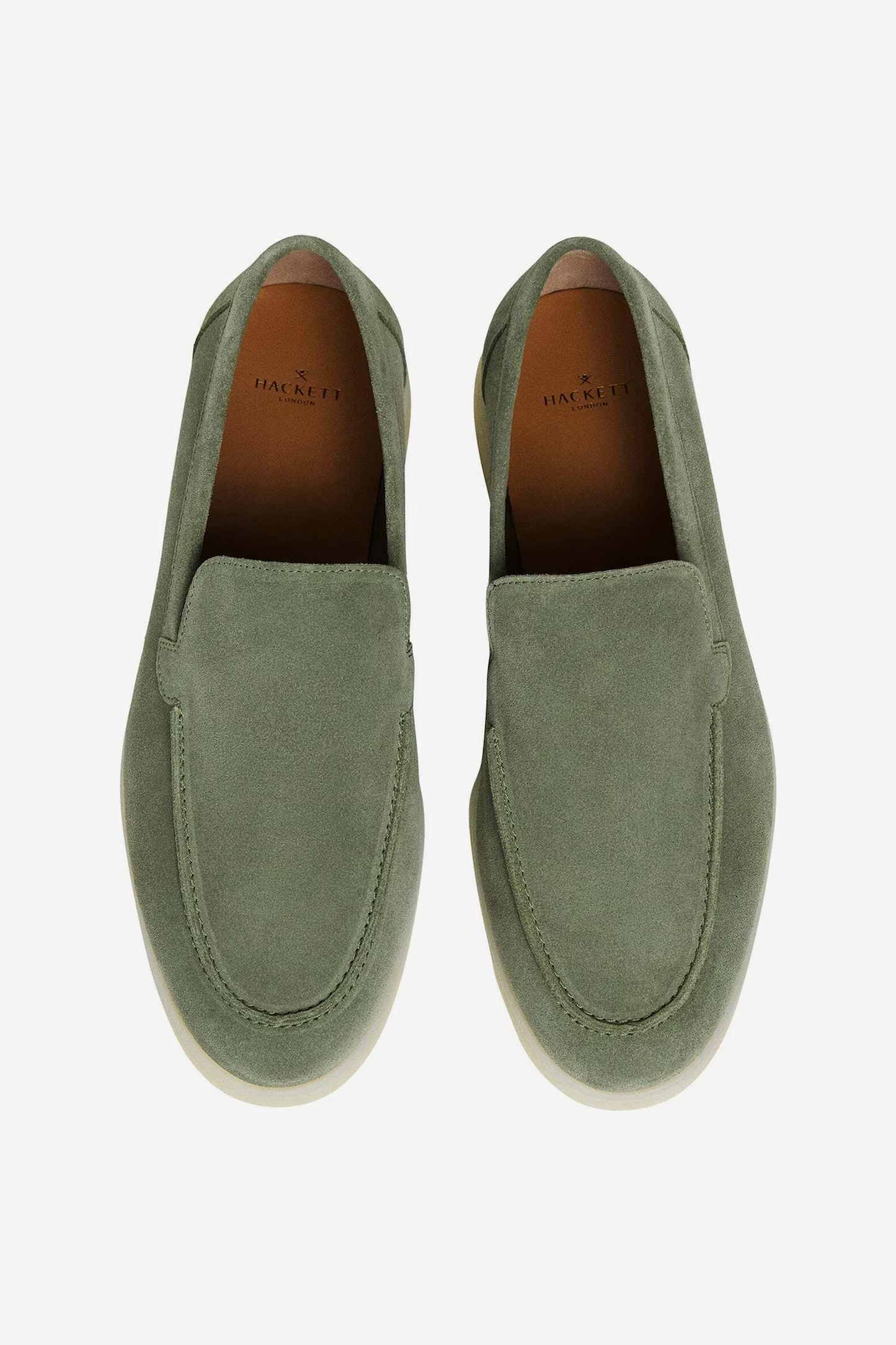 Hackett Sage Green Suede Slip-On Loafers