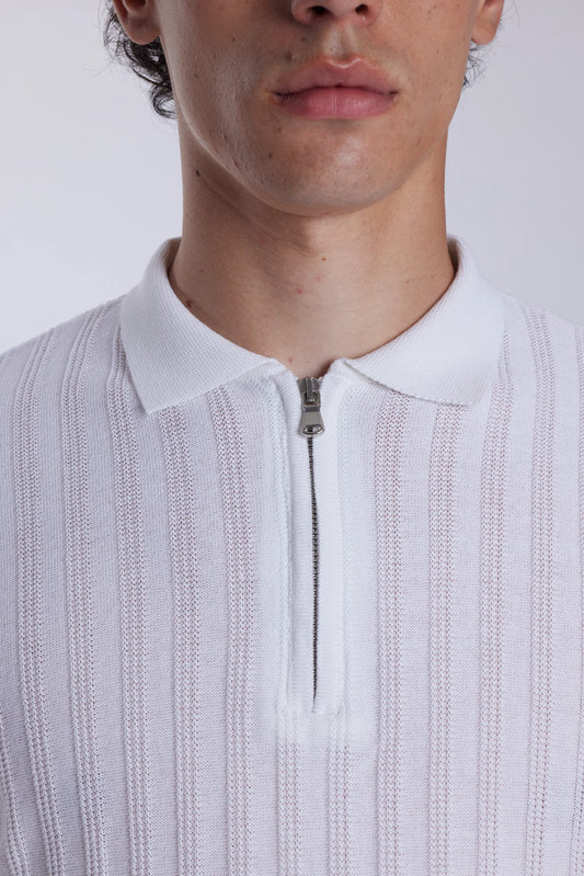 Carmine Ferraro Knitted White Polo Shirt