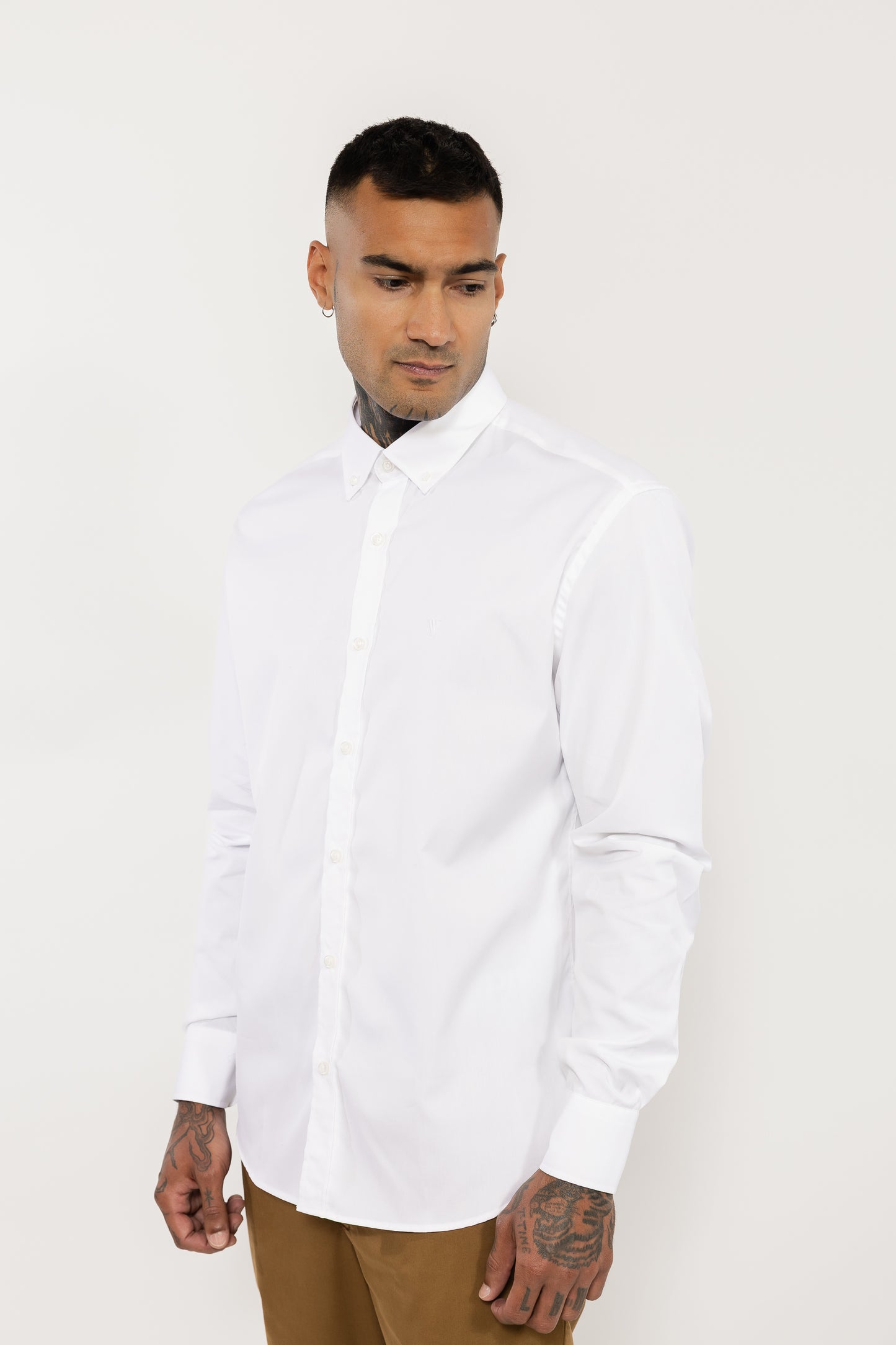 White Cotton Shirt Button-Down