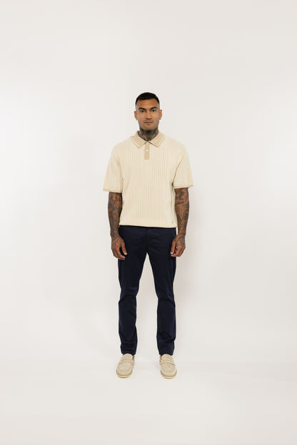 Cream Cotton Knitted Polo Shirt