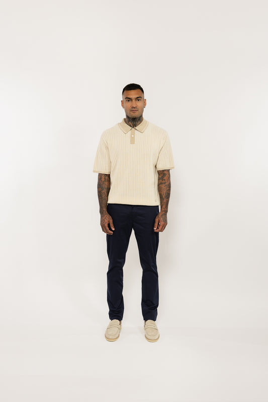 Cream Cotton Knitted Polo Shirt