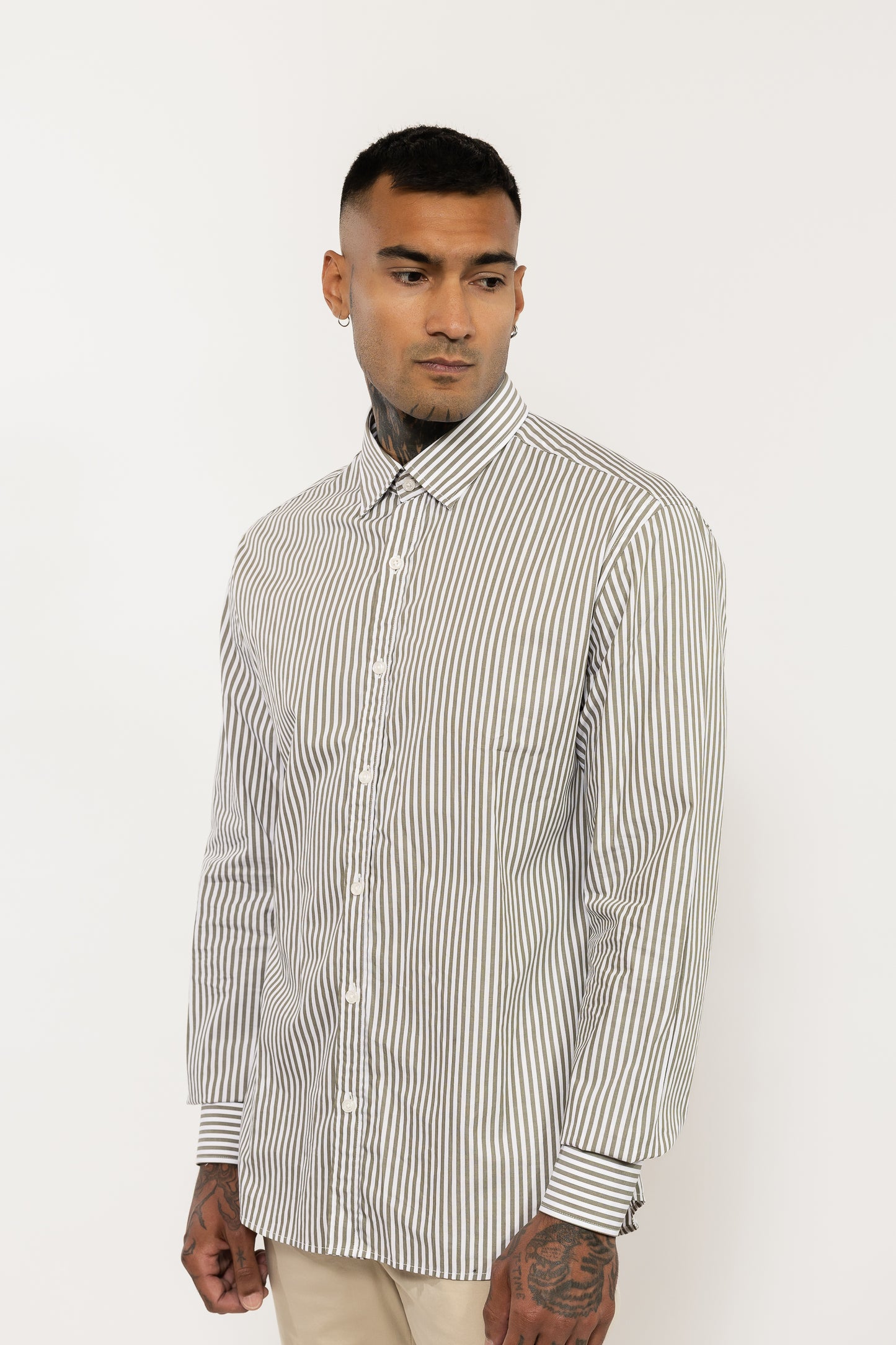 Green Striped Cotton Shirt
