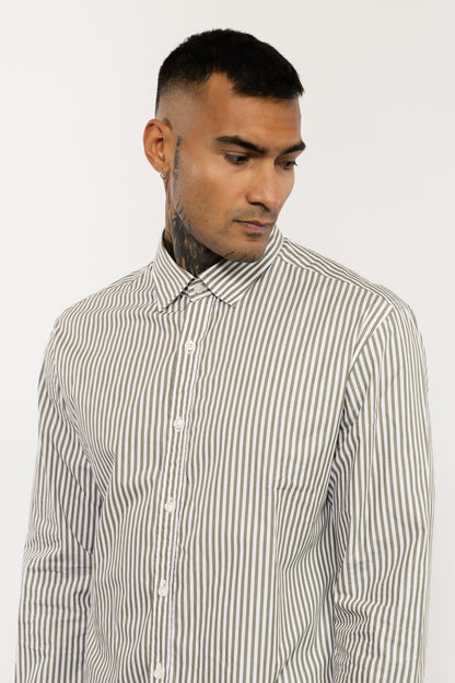 Green Striped Cotton Shirt