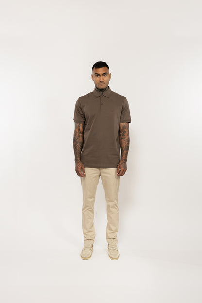 Brown Polo Shirt V Logo Embroidery