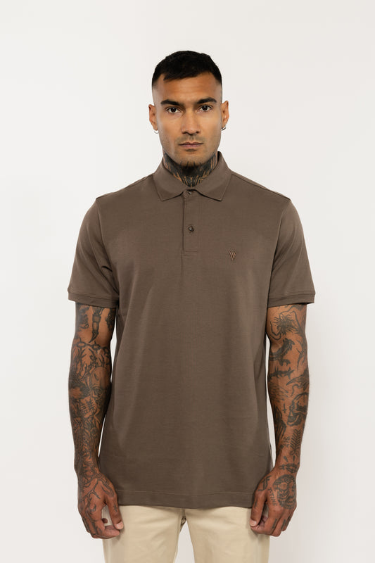 Brown Polo Shirt V Logo Embroidery