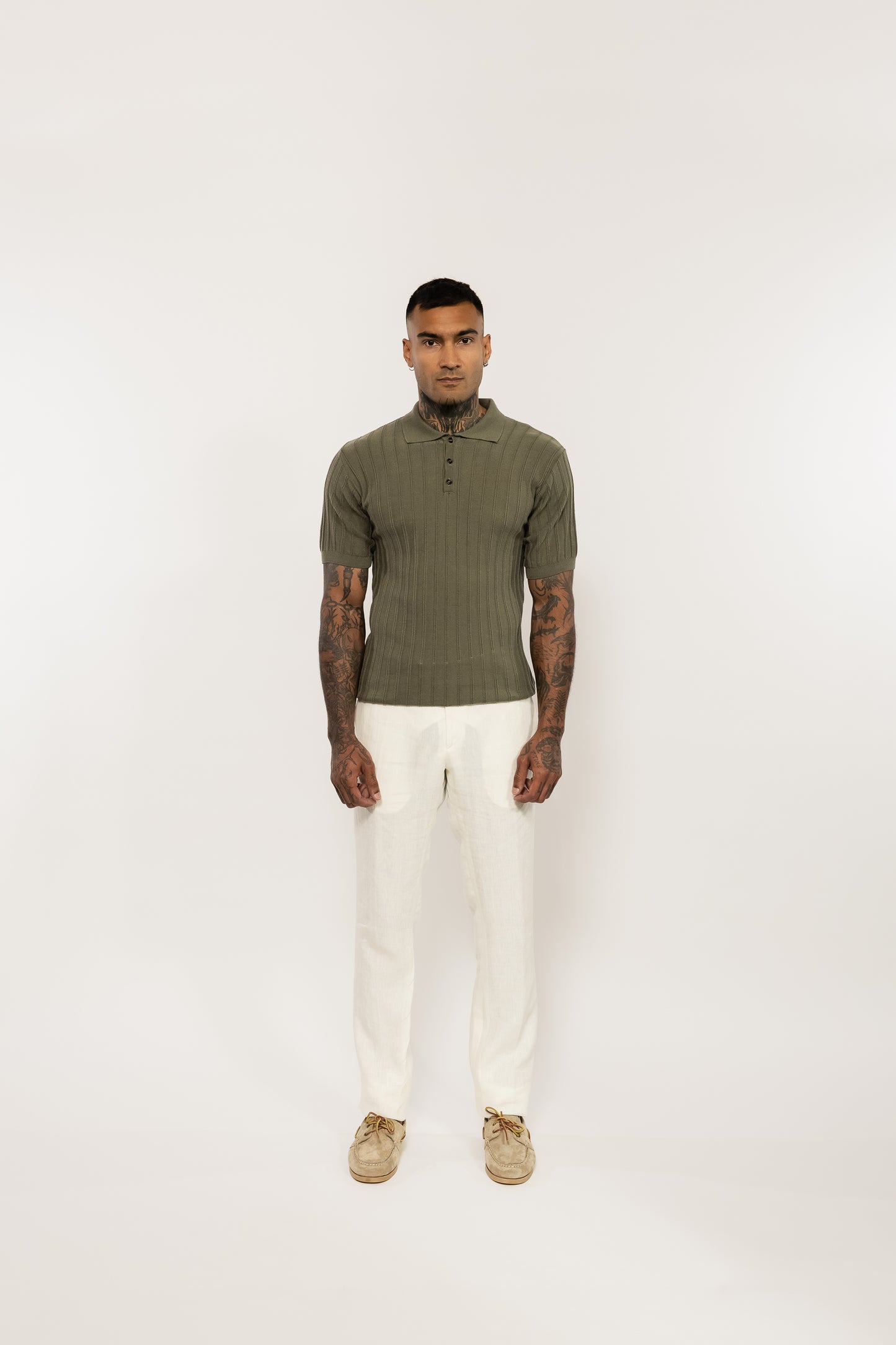 Khaki Knitted Polo Shirt