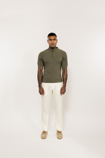 Khaki Knitted Polo Shirt
