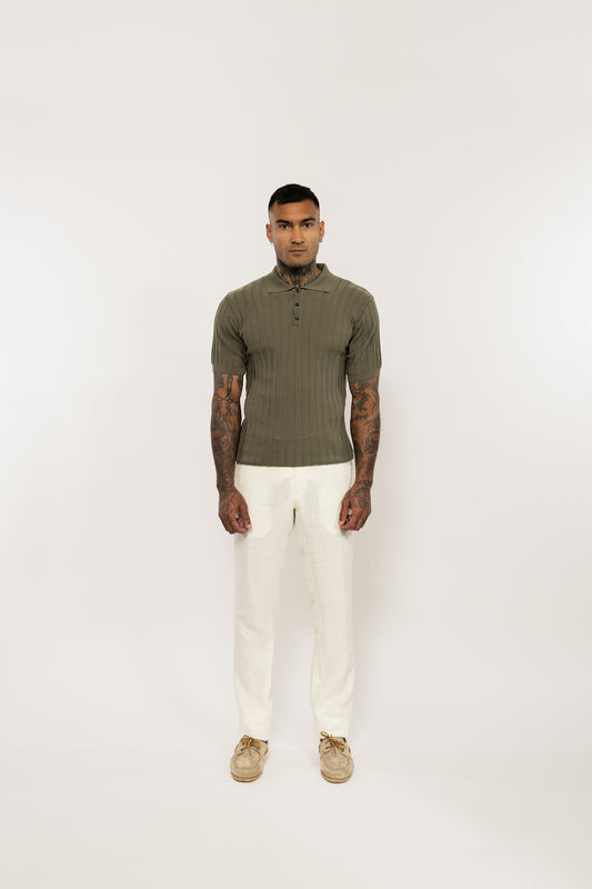 Khaki Knitted Polo Shirt