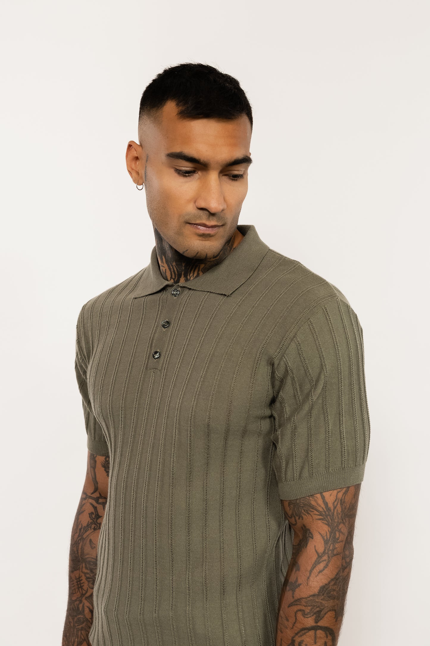 Khaki Knitted Polo Shirt