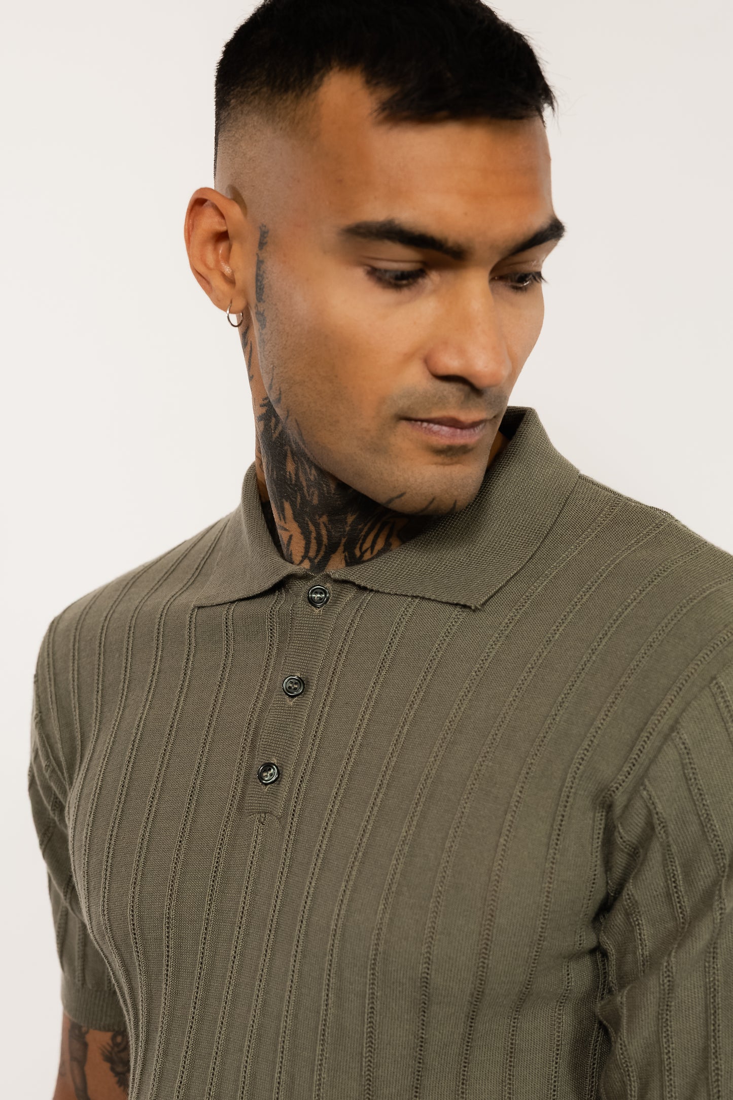 Khaki Knitted Polo Shirt