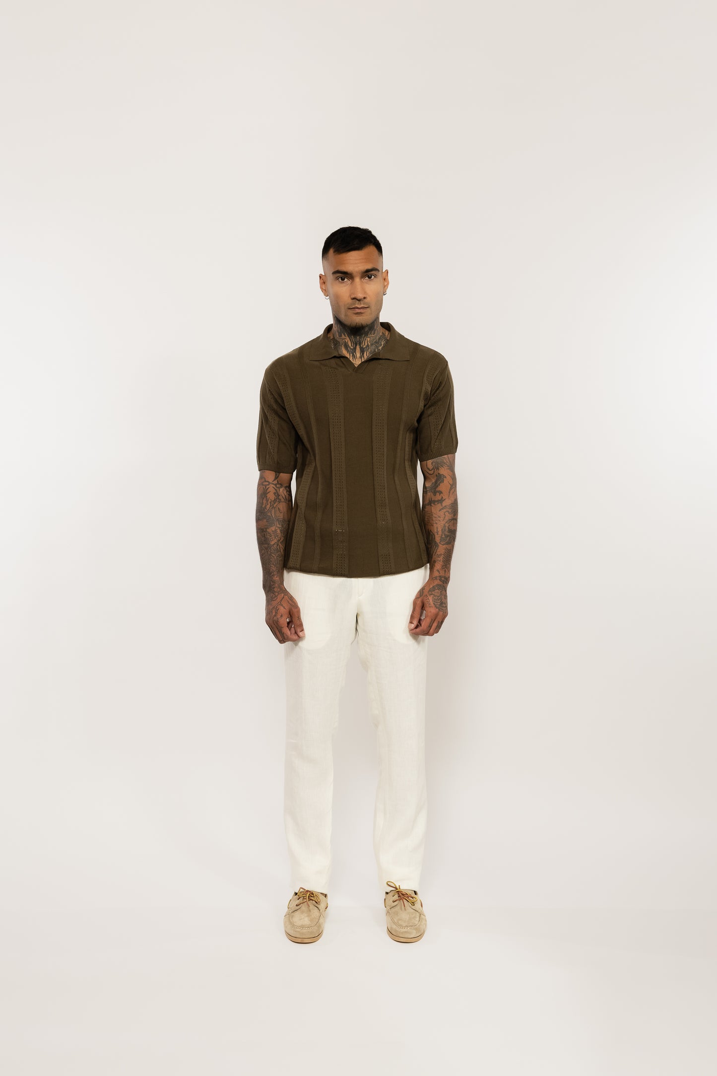 Brown Toned Knitted Polo Shirt