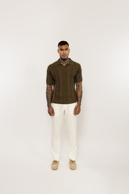 Brown Toned Knitted Polo Shirt