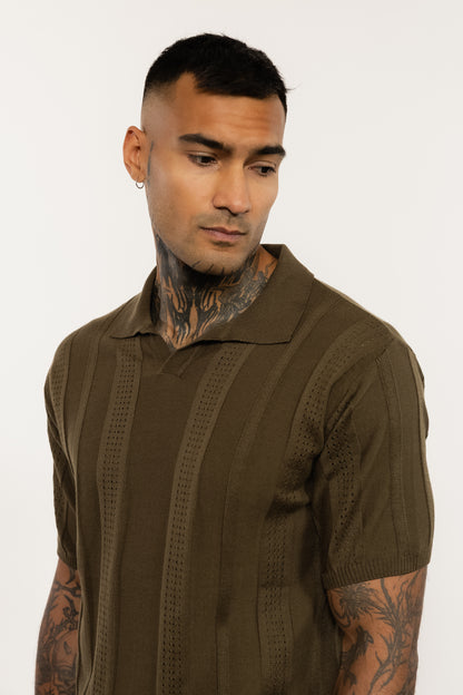Brown Toned Knitted Polo Shirt