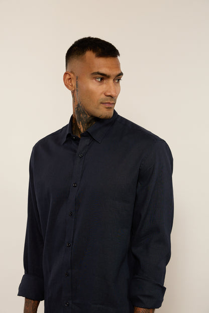 Linen Shirt in Navy Blue